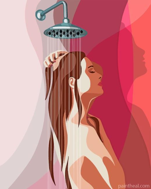 Woman Taking A Shower Painting By Numbers Kits