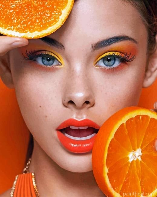Woman With Orange Fruit Painting By Numbers Kits