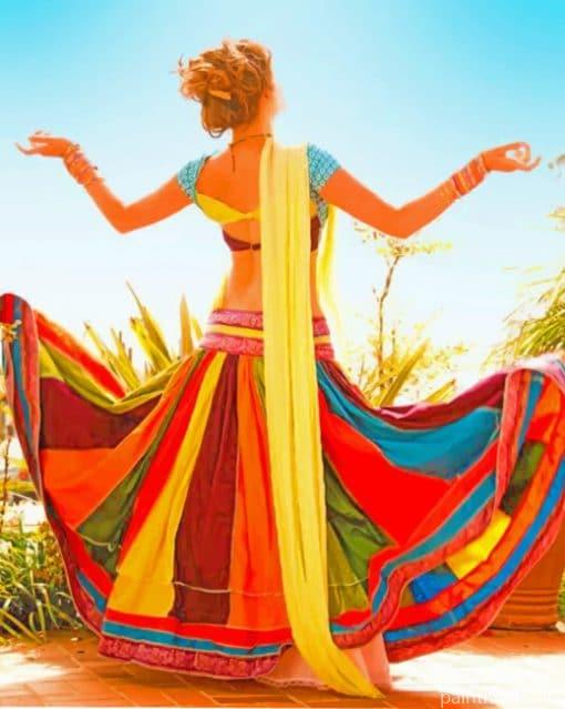 Girl Wearing Colorful Indian Dress – 5D Diamond Painting Painting By Numbers Kits