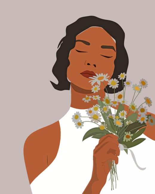 Girl With White Flowers Painting By Numbers Kits