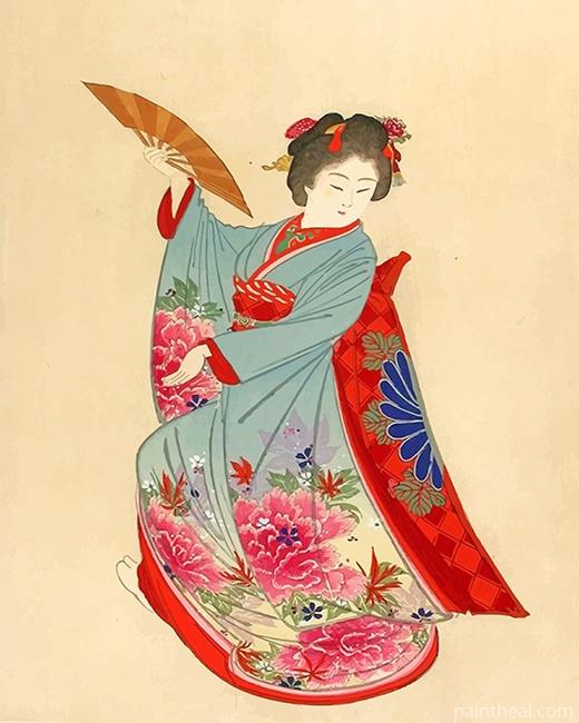 Ancient Japan Woman Dancer Painting By Numbers Kits