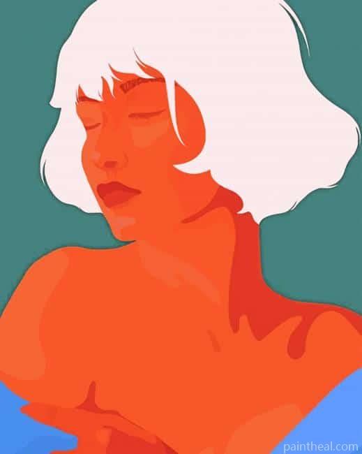 Girl With Short White Hair Painting By Numbers Kits