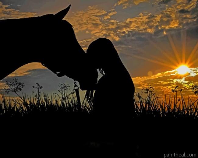 Woman Kissing A Horse Painting By Numbers Kits