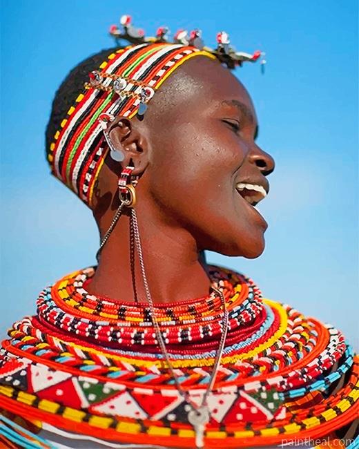 African Woman Smiling Painting By Numbers Kits