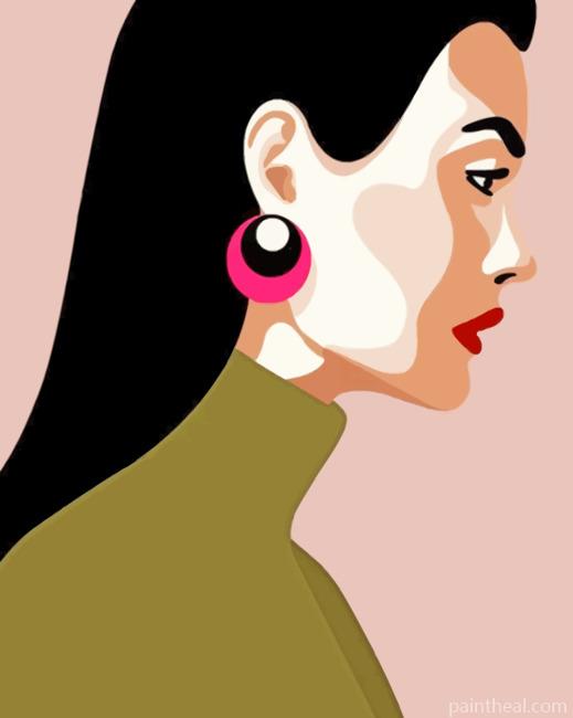 Girl With Red Lips Illustration Painting By Numbers Kits