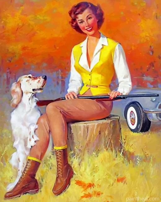 Woman And Her Dog Painting By Numbers Kits