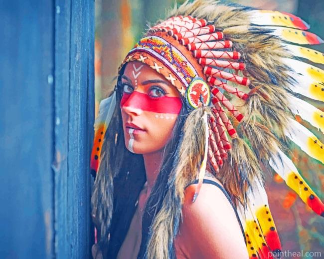 Red Indian Women Painting By Numbers Kits