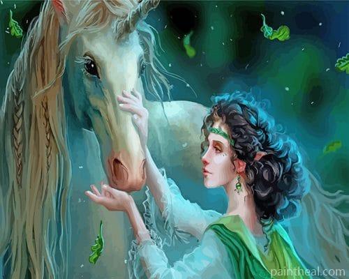 Elf With Unicorn Painting By Numbers Kits