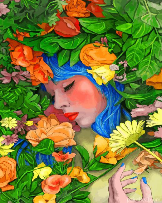 Aesthetic Lady With Flowers Painting By Numbers Kits