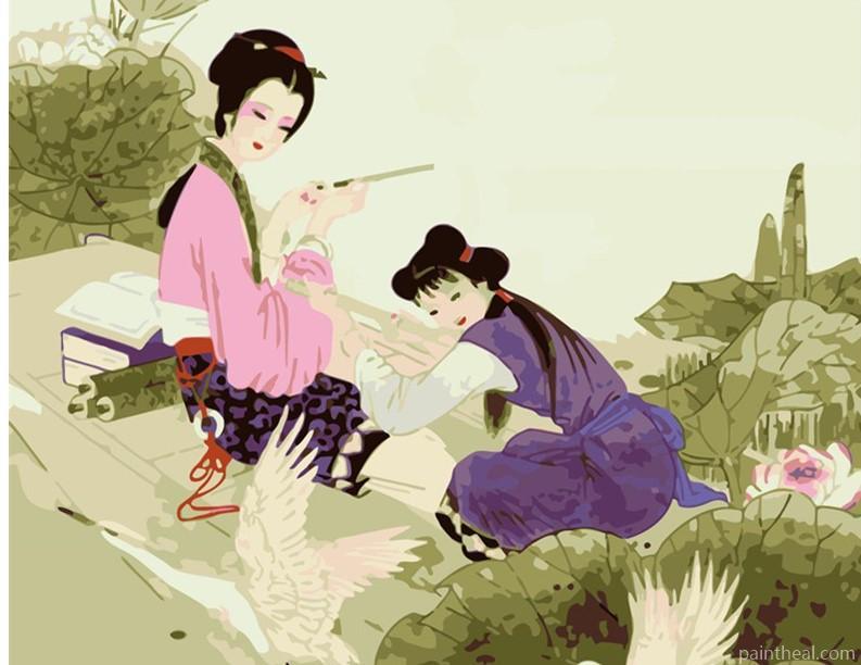 Chinese Mother And Daughter Painting By Numbers Kits