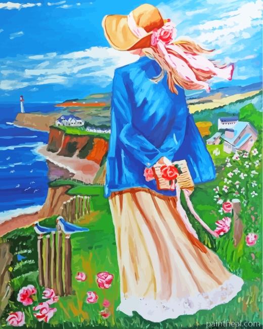 Woman Contemplating The Beach Painting By Numbers Kits