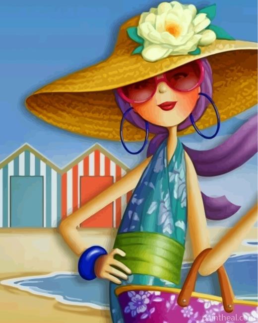Woman Wearing A Sunhat Painting By Numbers Kits