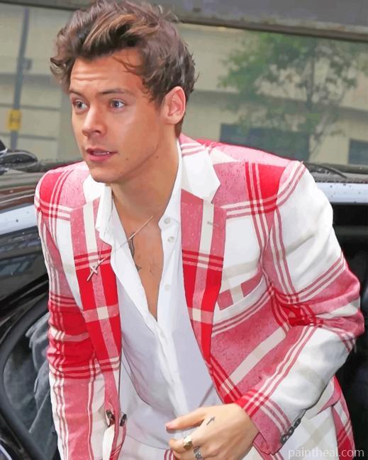 Harry styles Wearing White Red Suit Painting By Numbers Kits
