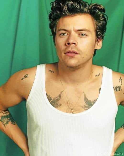 Harry Styles Green Background Painting By Numbers Kits