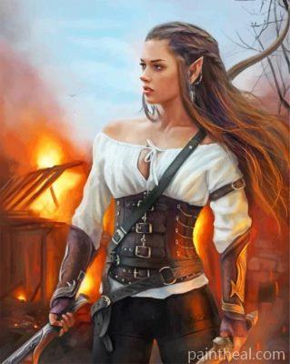 Warrior Elf Woman Painting By Numbers Kits