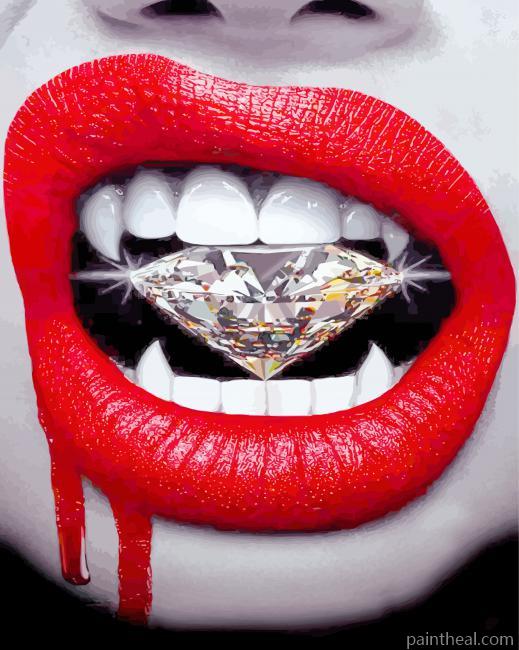 Red Lips And A Diamond Painting By Numbers Kits