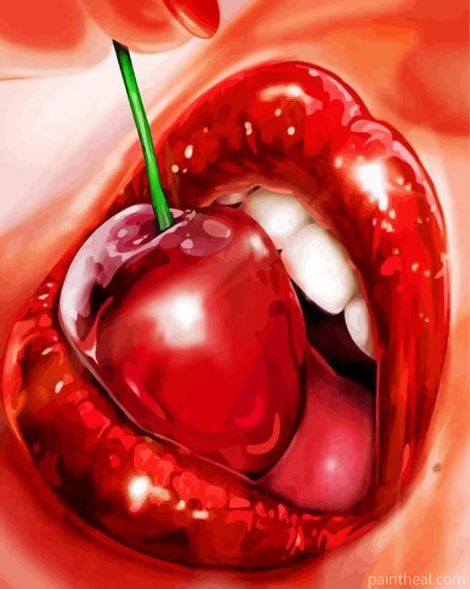 Lips And Cherry Painting By Numbers Kits
