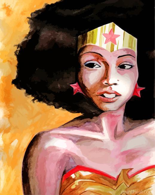 Afro Black Wonder Woman Painting By Numbers Kits