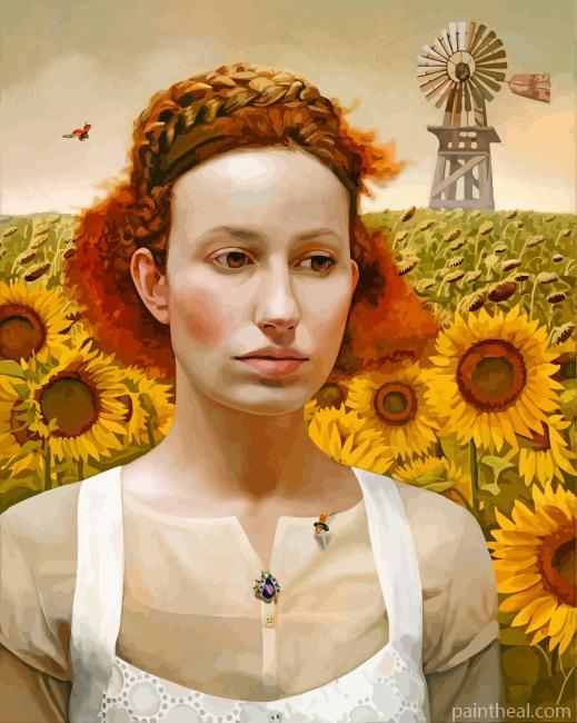Woman And Sunflowers Painting By Numbers Kits