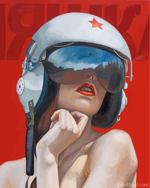 Lady Wearing Motorbike Helmet Painting By Numbers Kits