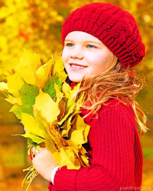 Little Girl During Autumn Painting By Numbers Kits