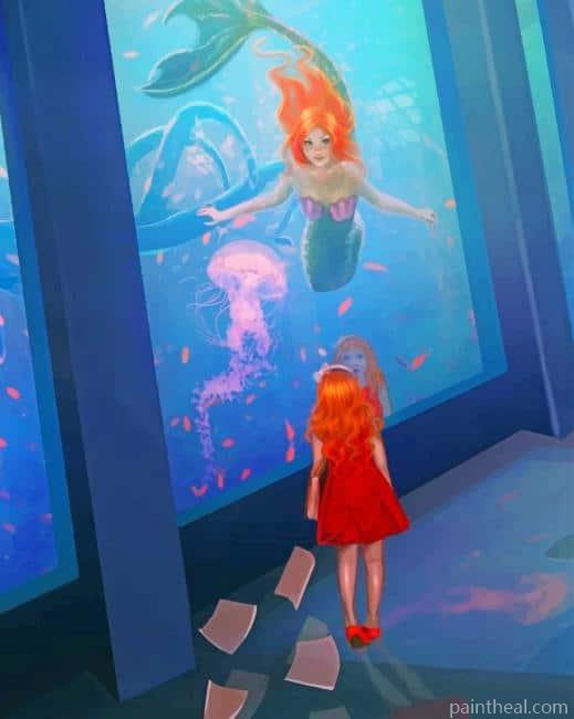 Girl Watching Mermaid Painting By Numbers Kits