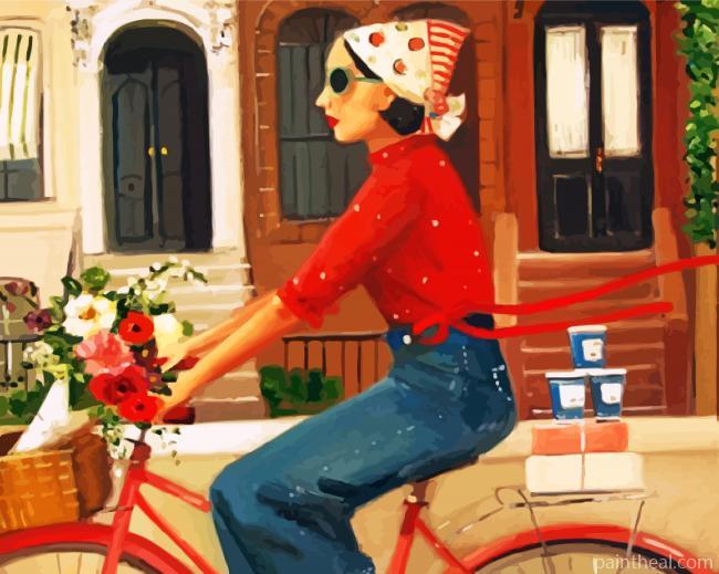 Aesthetic Girl On Bicycle Painting By Numbers Kits