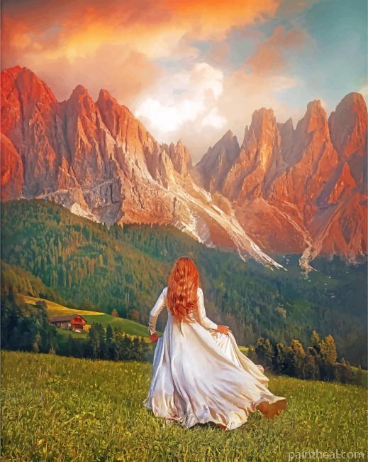 Girl Running In The Mountains Painting By Numbers Kits