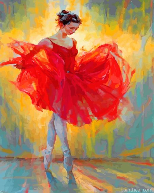 Ballerina Wearing Red Painting By Numbers Kits