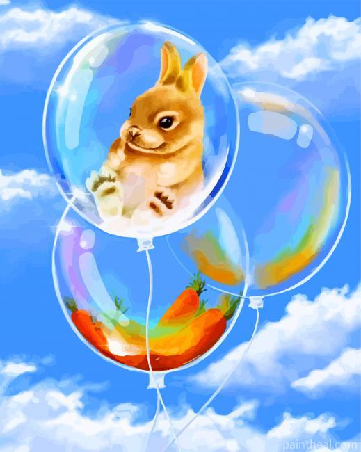 Bunny In Bubble Balloons Painting By Numbers Kits