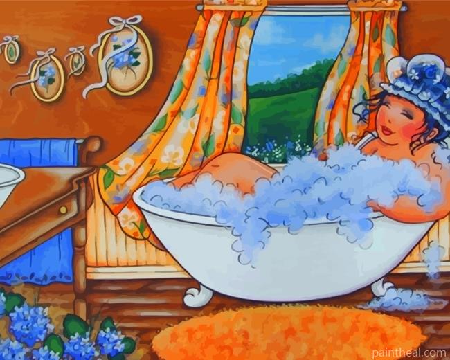 Fat Lady Showering Painting By Numbers Kits