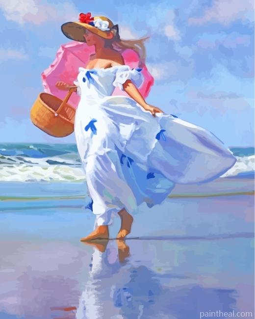 Lady On The Beach Painting By Numbers Kits