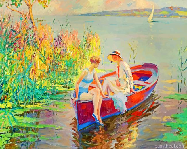Vintage Women On A Boat Painting By Numbers Kits