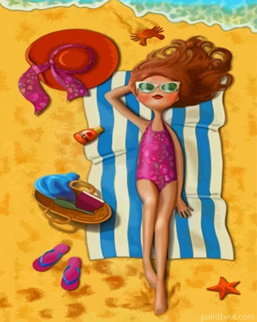 Girl In Beach Painting By Numbers Kits