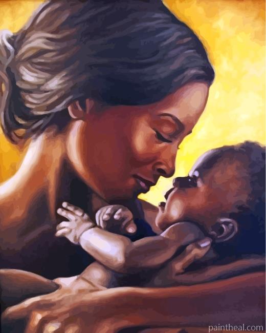 Black Mother And Child Painting By Numbers Kits