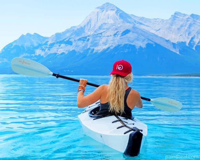 Girl On Kayak River Painting By Numbers Kits