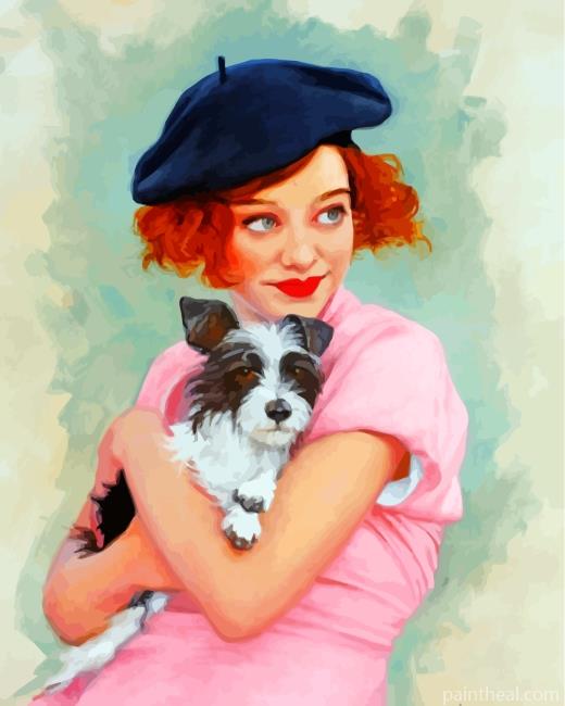 Woman And Her Puppy Painting By Numbers Kits