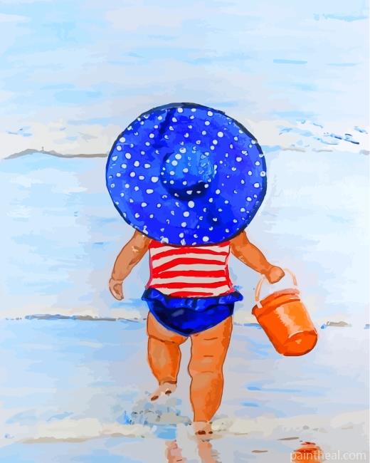 Little Girl In Beach Painting By Numbers Kits