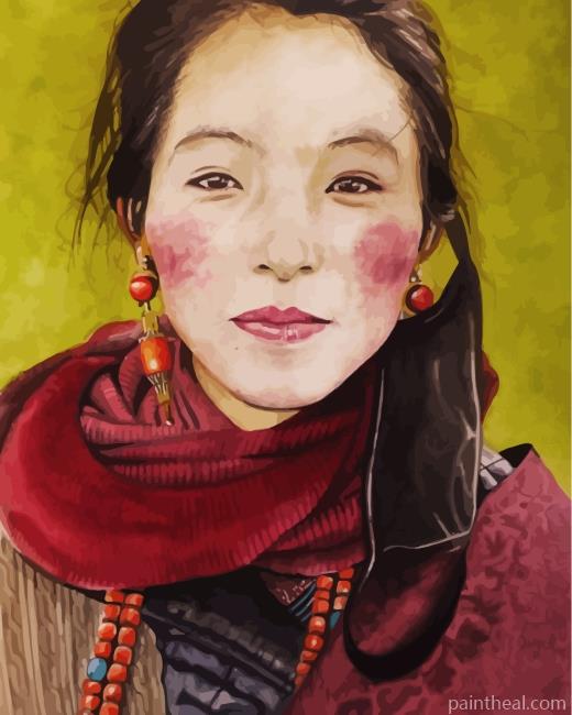 Aesthetic Tibetan Lady Painting By Numbers Kits