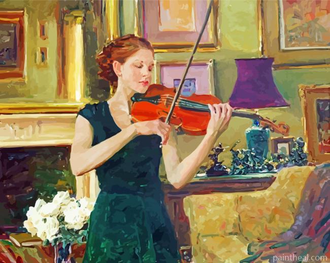 Vintage Violinist Girl Painting By Numbers Kits