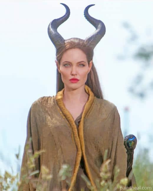 Angelina Jolie Maleficent Horns Painting By Numbers Kits