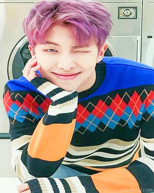 Kim Namjoon BTS Purple Hair Painting By Numbers Kits