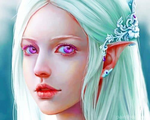 Fantasy Elf With Violet Eyes Painting By Numbers Kits