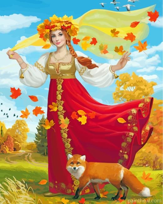 Woman And Fox Painting By Numbers Kits