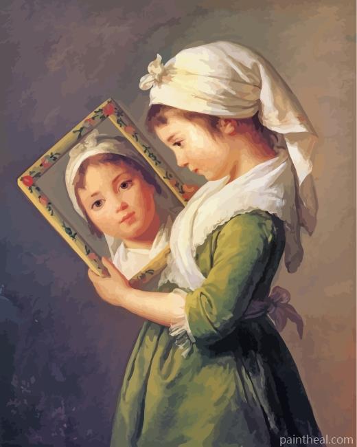 Girl Looking In The Mirror Painting By Numbers Kits