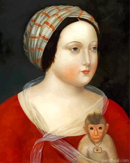 Woman And Her Little Monkey Painting By Numbers Kits