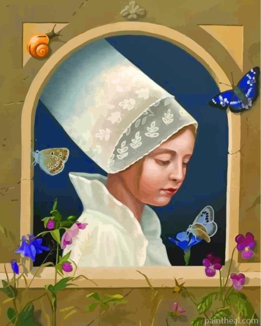 Woman And Butterflies Painting By Numbers Kits