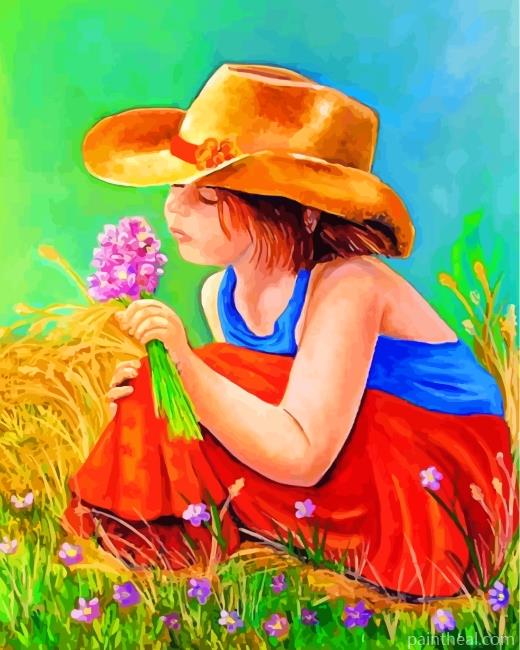Little Girl And Flowers Painting By Numbers Kits