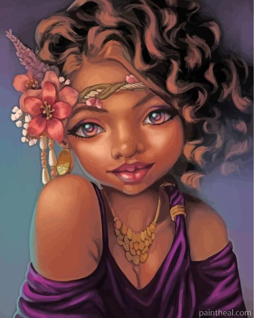 Cute Black Woman Painting By Numbers Kits