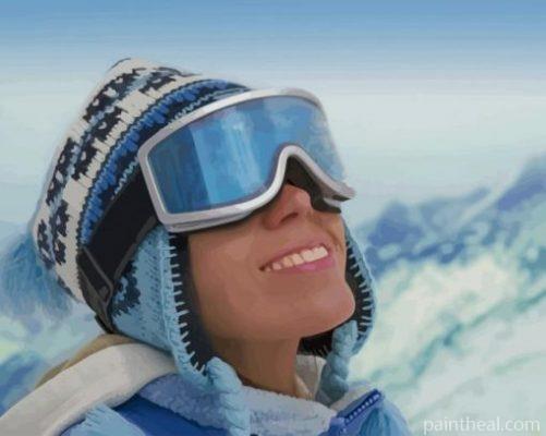 Skiing Woman With Glasses Painting By Numbers Kits